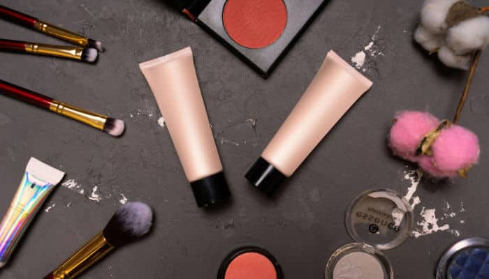 Beauty products | tycoonstory media Cosmetics and beauty products arranged on a table, showcasing ethical beauty production by a social enterprise.