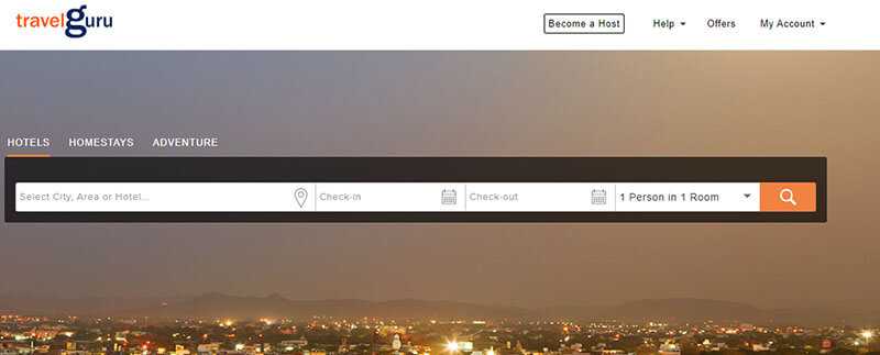 Travelguru - tycoonstory | tycoonstory media Travelguru hotel and homestay search interface illustrating niche online travel websites.