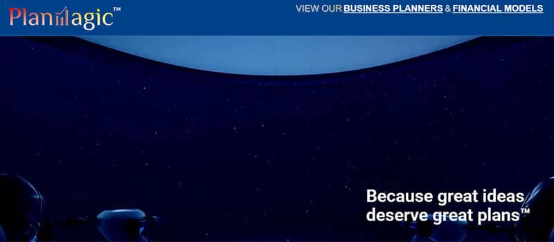 Planmagic - tycoonstory | tycoonstory media Planmagic website featuring the tagline'Because great ideas deserve great plans,' emphasizing the importance of business planners and financial models for success.