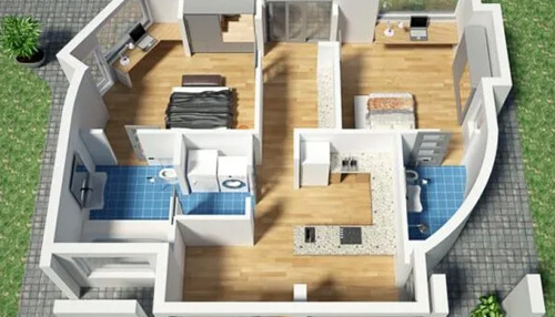 3d printed houses usa - tycoonstory | tycoonstory media Interior top-view layout of a fully 3d printed home floor plan, highlighting efficient space usage in 3d printed houses.