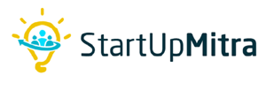 Startupmitra Logo for the startup centre, with a stylized orange/brown symbol inside a circular border on the left.