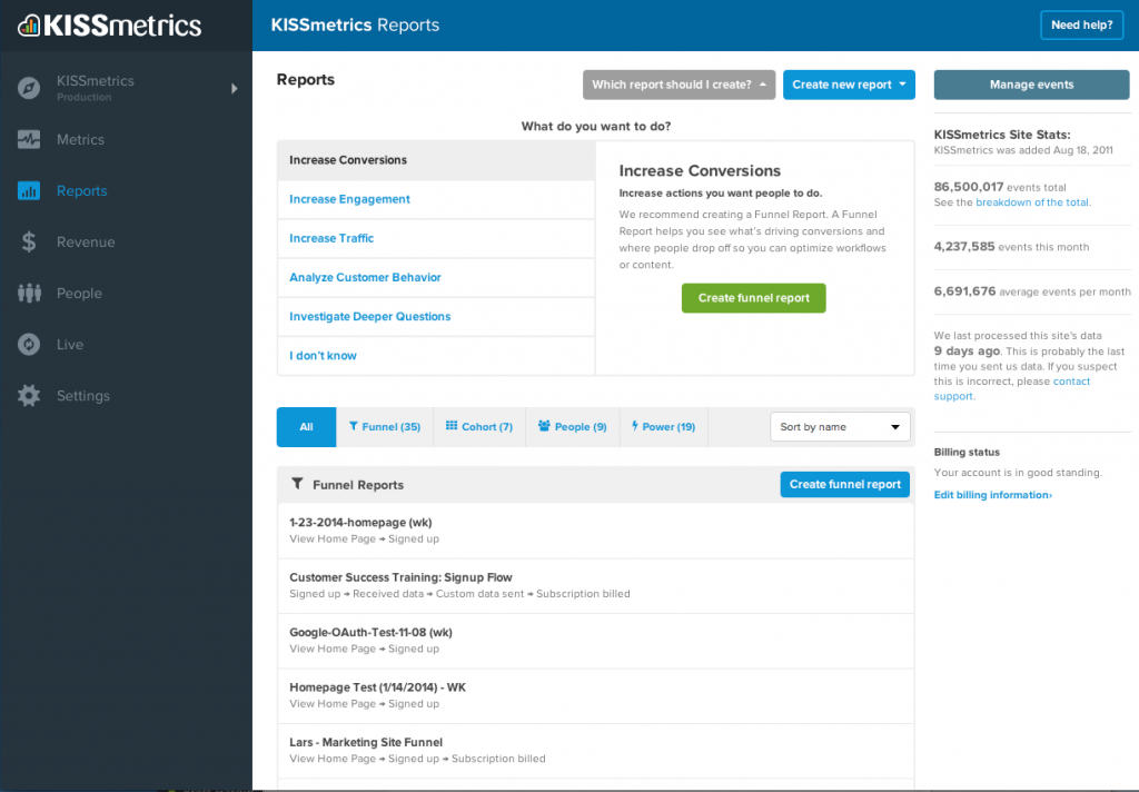 Marketing analytics dashboard tools Kissmetrics marketing analytics dashboard tools