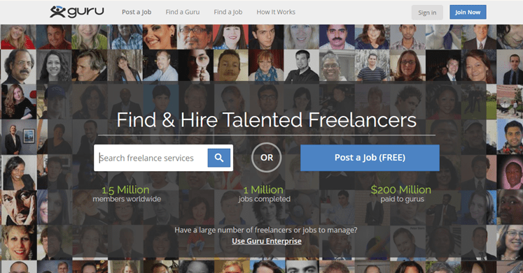 Freelance websites Guru top freelance websites