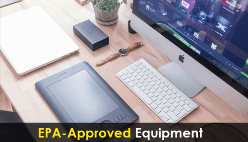 Epa-approved equipment Workspace setup with epa-approved equipment supporting sustainable operations in a modern office building.
