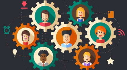 It support team - tycoonstory | tycoonstory media Illustration of a team working together to provide it support and solutions.