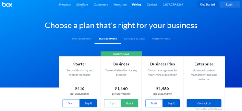 Box storage pricing -tycoonstory | tycoonstory media Box business storage plans showcasing cloud storage providers features and pricing tiers.