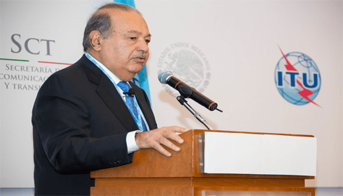 Carlos slim helu Wealthy entrepreneur presenting at an international business event, symbolizing richest entrepreneurs and financial success worldwide.