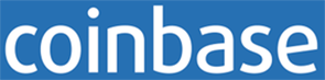 The logo for Coinbase, featuring the company name "coinbase" in white, lowercase, sans-serif text on a bright blue background.