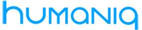 The logo for Humaniq, featuring the company name in bright blue, lowercase, sans-serif text on a black background.