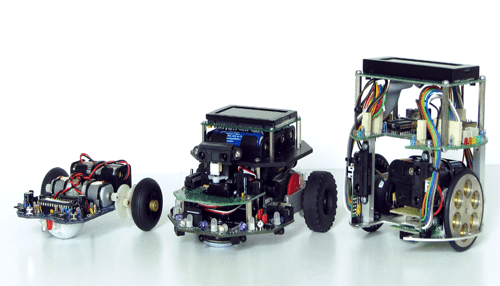 Toy industry Three small robotic prototypes showcasing innovative tech designs used in modern toy development and engineering