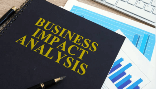 Business impact analysis-tycoonstory | tycoonstory media Business continuity plan preparation illustrated by a business impact analysis notebook with charts, reports, and a pen, highlighting risk assessment and continuity planning.