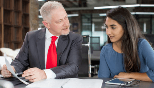 Startup accelerators Experienced business mentor advising a startup founder during a one-on-one discussion, highlighting guidance and growth opportunities provided by startup accelerators.