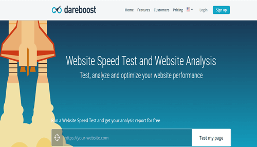 Dareboost Dareboost website speed test tools interface for analyzing and optimizing site performance.