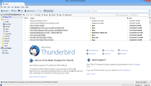 Mozilla thunderbird Mozilla thunderbird inbox interface showcasing features of one of the top email service providers for managing multiple email accounts.