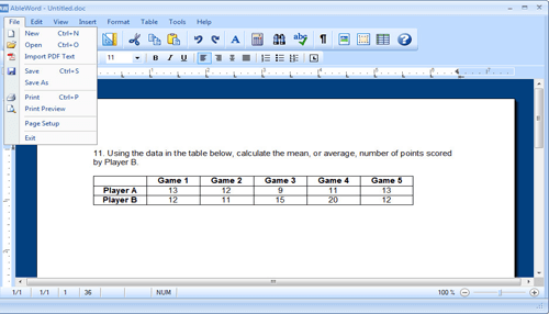Ableword pdf editor-tycoonstory | tycoonstory media Ableword document editing interface with a table and menu options – simple free pdf editors software