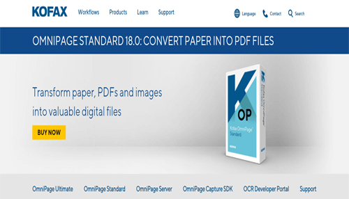 Omnipage standard Kofax omnipage standard offering ocr features to transform paper and images into digital text, part of image to text converters.