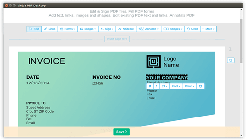 Sejda pdf editor-tycoonstory | tycoonstory media Sejda pdf desktop editor screen with invoice editing tools – user-friendly free pdf editors software