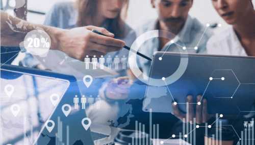 Tech startup Business team analyzing data and digital tools to develop growth strategies for startup accelerators.