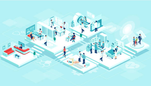 What is visitor management software Illustrated hospital workflow with staff and patients, highlighting how visitor management software supports operations.