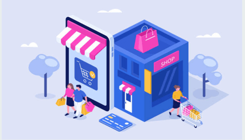 Benefit of online business-tycoonstory | tycoonstory media Illustration of a modern online storefront and mobile shopping experience focused on e-commerce solutions that increase revenue.