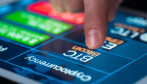 The sophisticated explanation - tycoonstory | tycoonstory media Close-up of a tablet screen showing bitcoin options and trading buttons, symbolizing bitcoin investments.