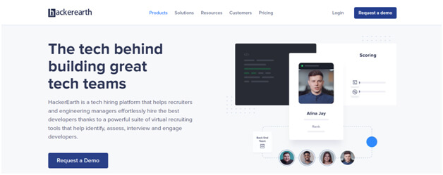 Hackerearth - tycoonstory | tycoonstory media An image of the hackerearth platform homepage, showcasing its suite of virtual recruiting business tools designed to help recruiters identify, assess, and engage developers.