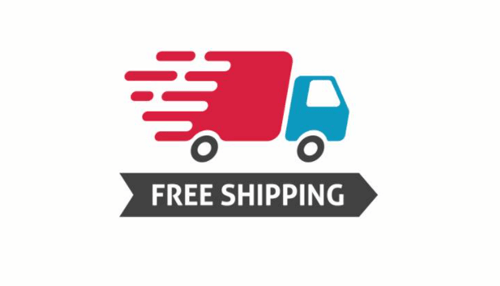 Online purchases for free shipping - tycoonstory | tycoonstory media Graphic of a fast-moving red and blue delivery truck with the text free shipping, symbolizing logistics and shipping offers in b2b sales.