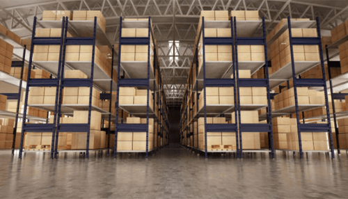 Choosing the right type of shelving Spacious warehouse interior featuring shelves, packing stations, and various warehouse equipment.