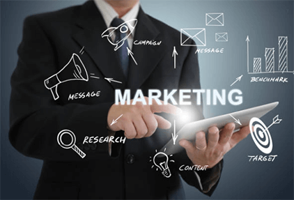 Marketing Business marketing strategy concept showing research, content, messaging, and target planning for sustainable business growth and performance.
