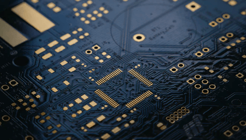 D2c pcb ordering Close-up view of printed circuit board circuitry and microchip layout, highlighting advanced electronics manufacturing through d2c pcb ordering platforms.
