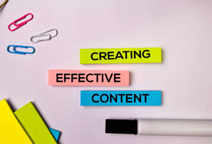 Write strong content-tycoonstory | tycoonstory media Colorful sticky notes arranged with the words'Creating Effective Content,' surrounded by paper clips and a marker, symbolizing content creation and organization.