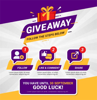 Find free giveaways online-tycoonstory | tycoonstory media Colorful giveaway announcement with steps to follow for a chance to win, including follow, like, and share actions.