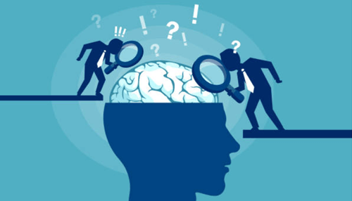 Lack of skills - tycoonstory | tycoonstory media Illustration of two figures examining a brain with magnifying glasses, representing the critical thinking and analysis behind technological innovation.