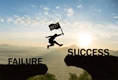 Reasons to prioritize passion for business-tycoonstory | tycoonstory media Person overcoming failure and reaching success by jumping across the gap, symbolizing the journey of passion drives startup success