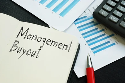 Management buyout-tycoonstory | tycoonstory media Mbo: management buyout notes with financial charts, calculator, and pen representing business valuation and buyout planning