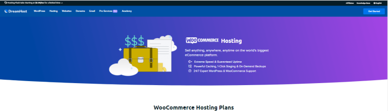Dreamhost-tycoonstory (1) | tycoonstory media Dreamhost’s woocommerce hosting page offering high-speed performance, backups, and expert support.