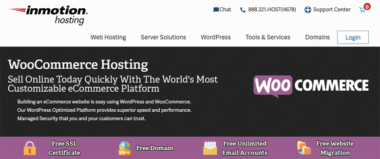 Inmotion best ecommerce hosting company-tycoonstory | tycoonstory media Inmotion hosting’s woocommerce page advertising customizable ecommerce hosting with free ssl and domain.