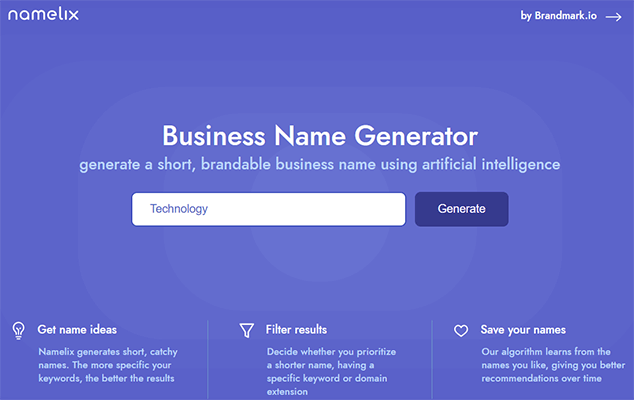 Business name generator Namelix free business name generator