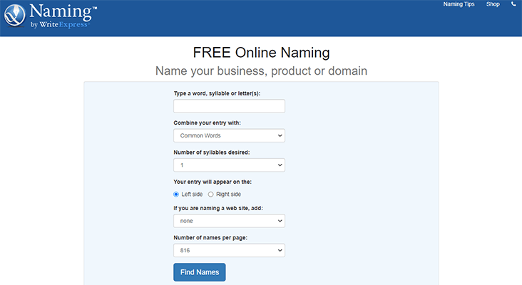 Business name generator Naming. Net free online business name generator