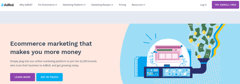 Userfox marketing automation tool-tycoonstory | tycoonstory media Adroll ecommerce platform highlighting marketing automation features for boosting online business growth.