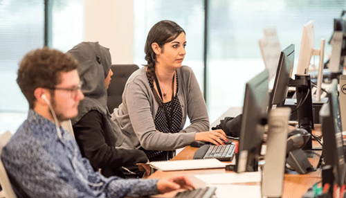 Finding a business coach - tycoonstory | tycoonstory media Employees working on computers in an office environment during a business training or coaching session