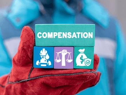 Why is compensation essential Personal injury attorney : a person holding blocks labeled'COMPENSATION,' with icons representing personal injury, justice scales, and financial compensation, symbolizing personal injury attorney service .
