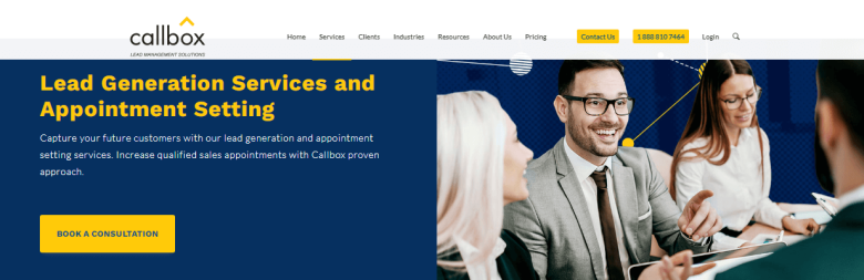 Callbox Callbox providing lead generation and appointment setting services with a team of professionals working in a corporate environment.