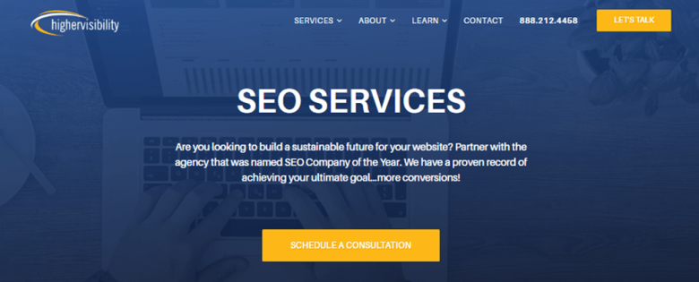 Seo companies Seo services page from highervisibility, one of the best seo companies for small business, offering a proven track record in achieving conversions.