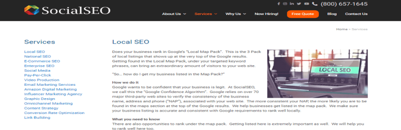 Seo companies Socialseo offering local seo services, ranked among the best seo companies for small business, helping businesses rank in google’s local map pack