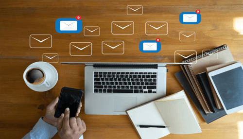 Build your mailing list Generate mortgage leads strategy illustrated by email marketing and digital outreach tools on a laptop workspace