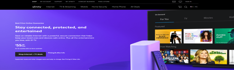 Cable tv provider Xfinity cable tv provider