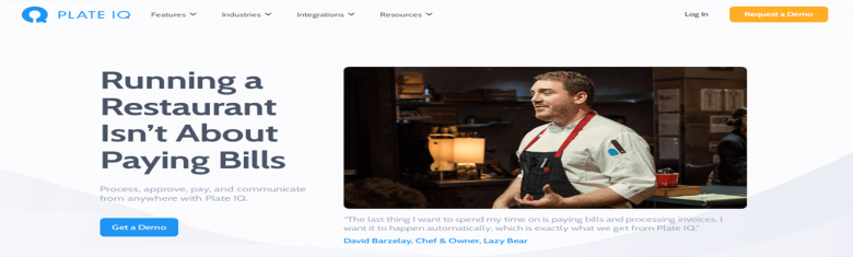 Plated iq Plate iq restaurant bill payment and invoice automation platform showing chef using digital payment solution