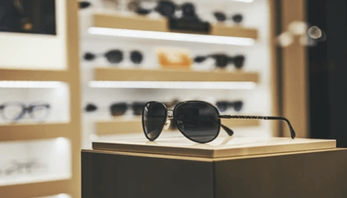 Ray-bans Ray-bans sunglasses displayed on a premium store stand, highlighting quality eyewear design and the importance of choosing the right brand.