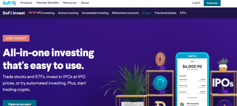 Sofi active invest Sofi invest's all-in-one platform for trading stocks, crypto, and retirement accounts, ideal for new and experienced investors.